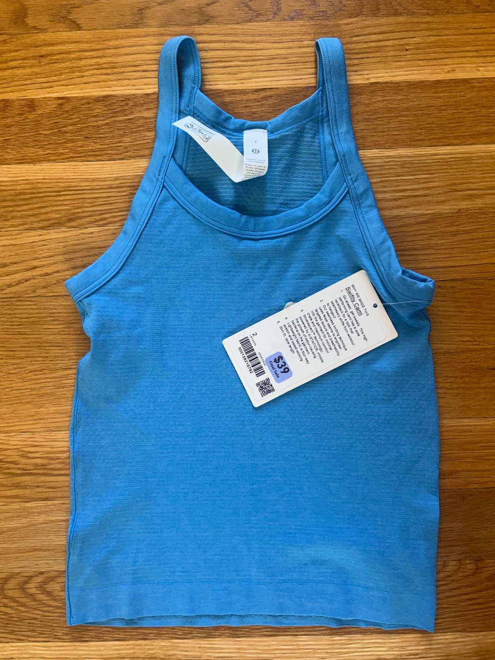 Lululemon Swiftly Cami Race Length Ocean Wave Sz 2 NWT
